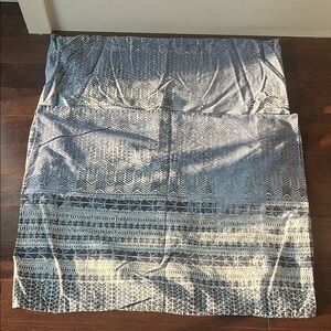 West Elm 100%Organic Cotton Standard Blue and White Patterned Fabric Pillowcases